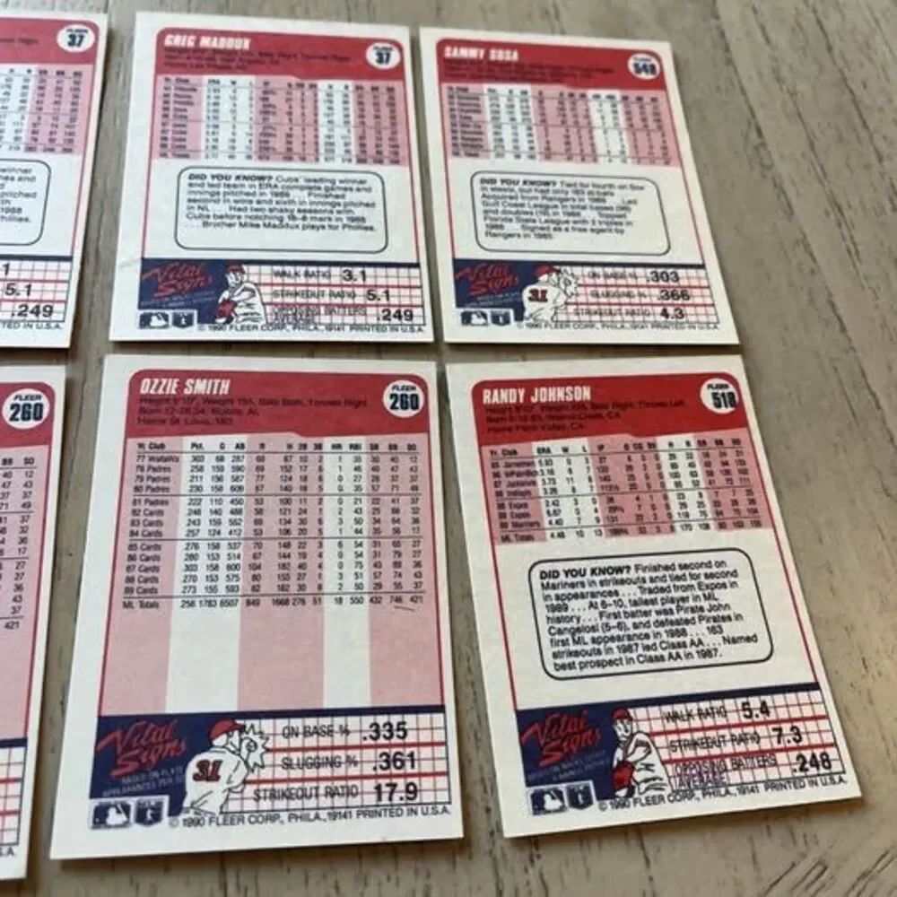 1990 Fleer M/M Lot of HOF’s, All Stars +2 Rookie Juan Gonzalez (9 Cards) Mint/NM